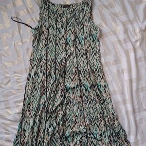 ILE NY teal brown shift dress